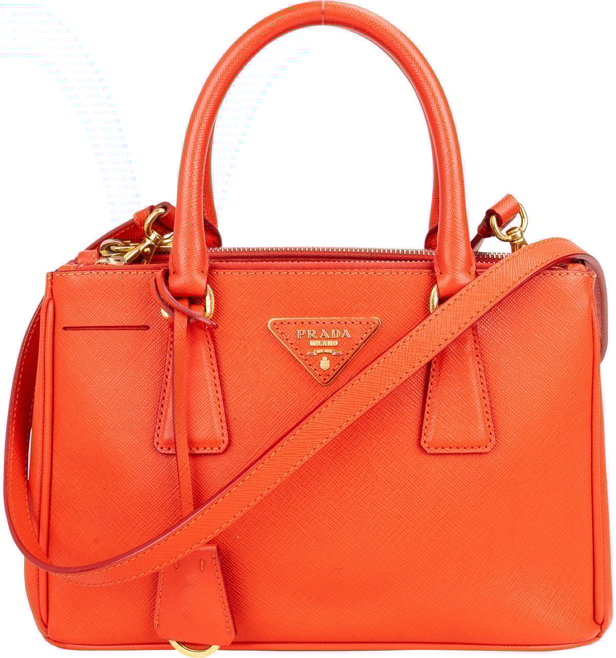 Prada Prada Saffiano Leather Galleria Handbag Oranje