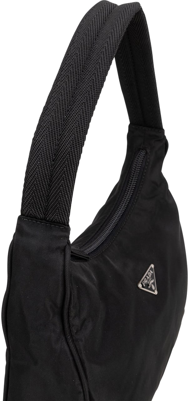 Prada Prada Black Nylon Triangle Vintage Re-Edition Handbag Zwart