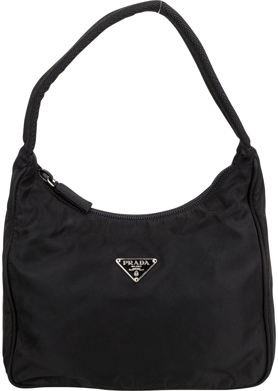 Prada Prada Black Nylon Triangle Vintage Re-Edition Handbag Zwart