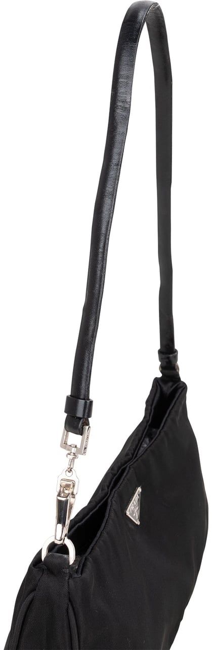 Prada Black Nylon Triangle Shoulder Bag Zwart