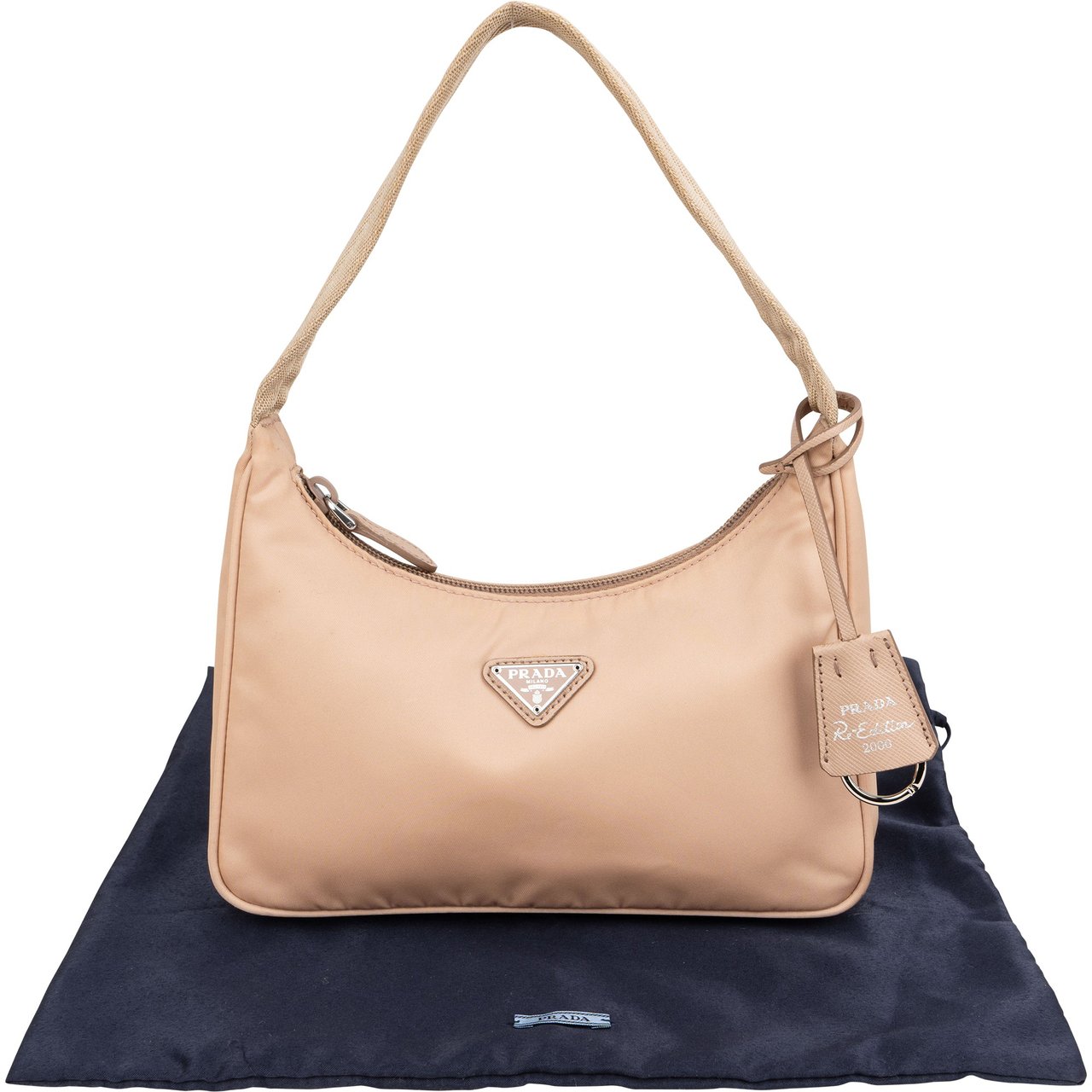 Prada Prada Nylon Triangle Re-Edition Handbag Beige