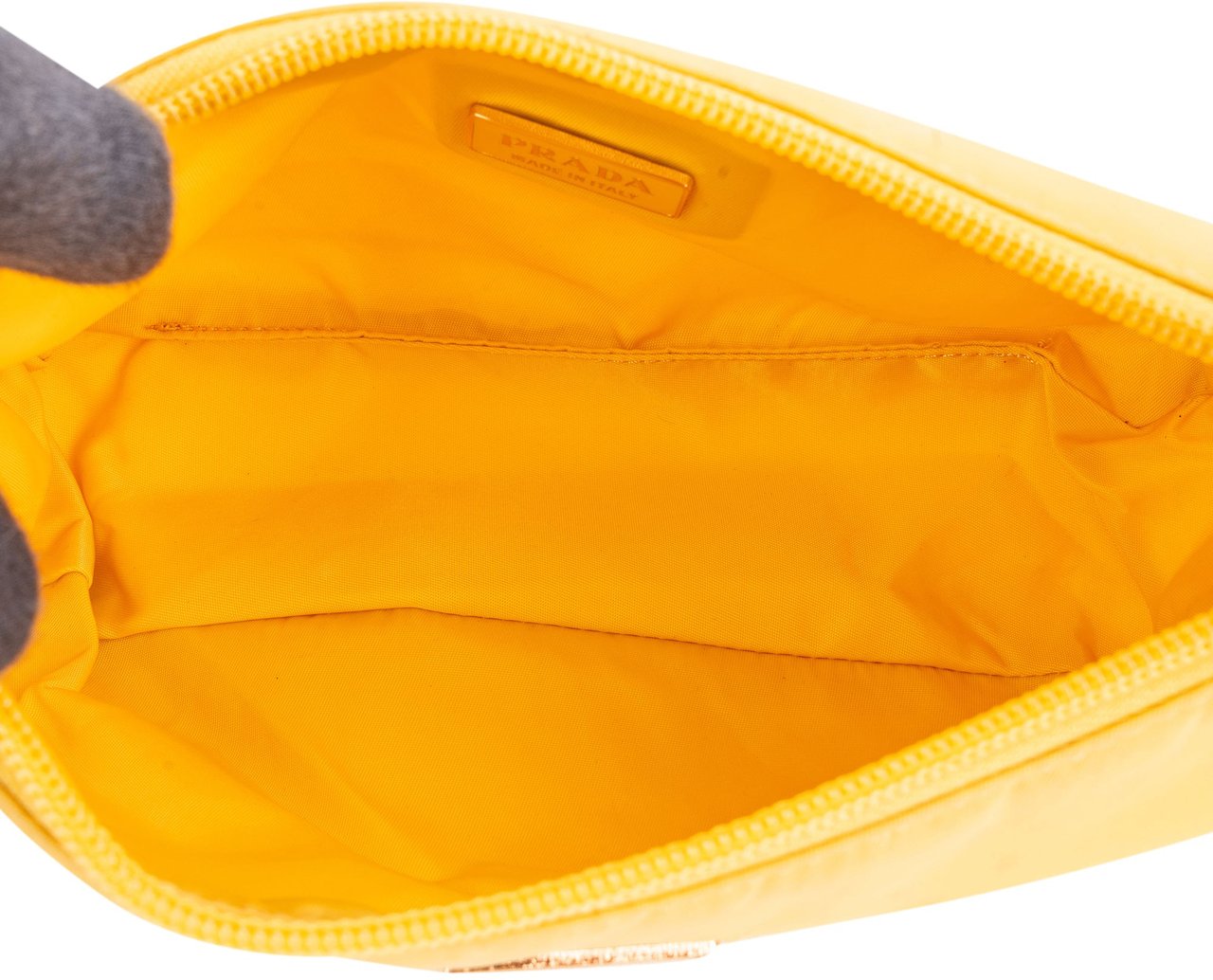 Prada Prada Yellow Nylon Triangle Vintage Re-Edition Handbag Geel