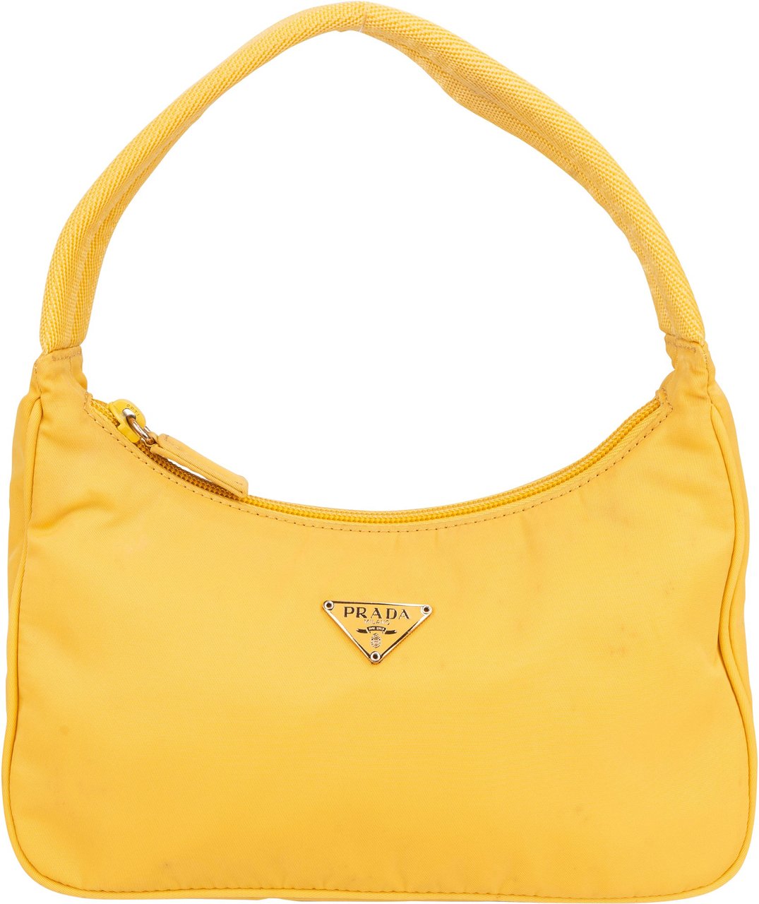 Prada Prada Yellow Nylon Triangle Vintage Re-Edition Handbag Geel