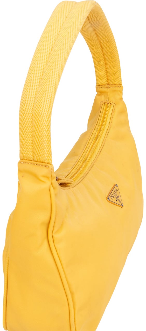 Prada Prada Yellow Nylon Triangle Vintage Re-Edition Handbag Geel