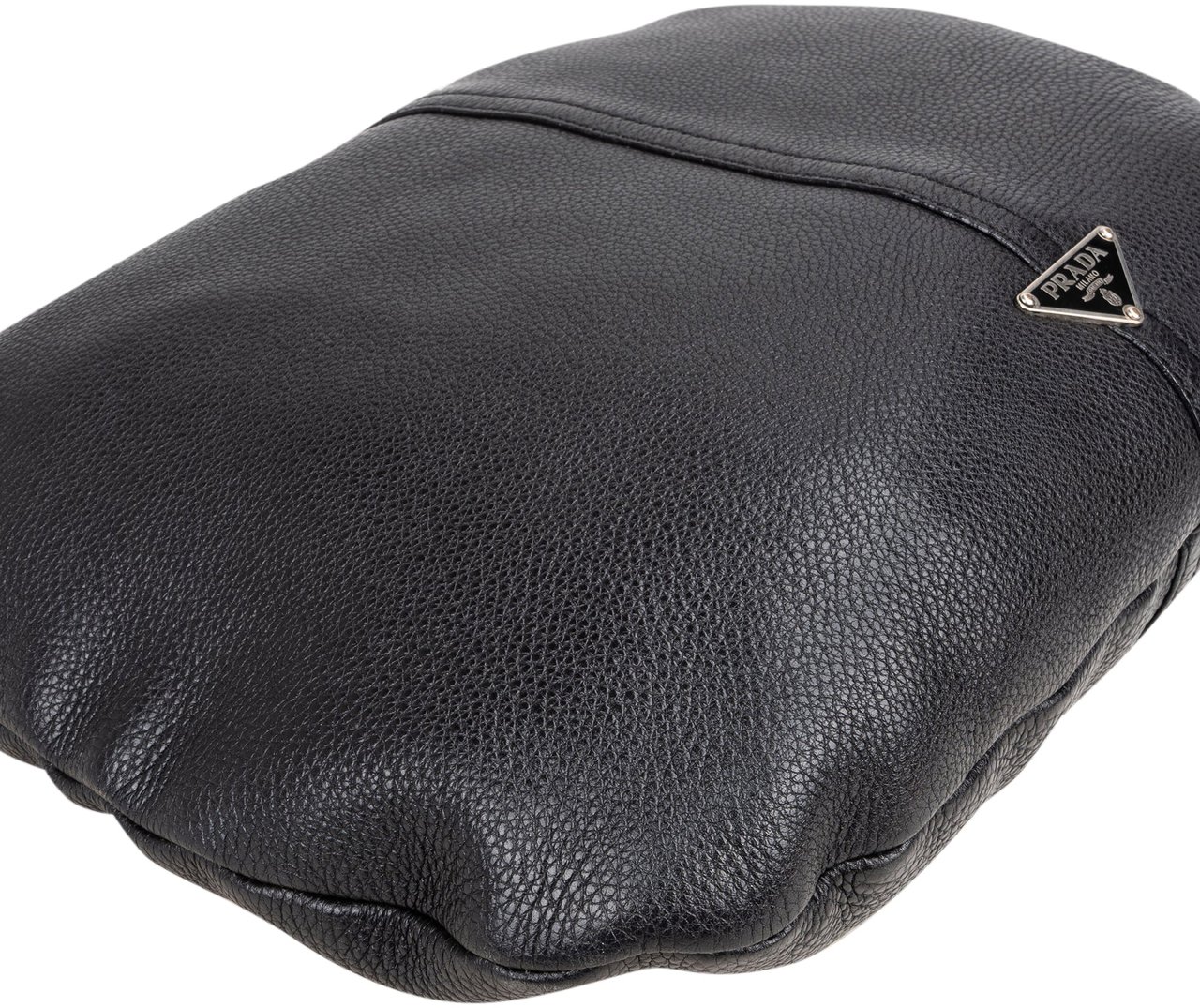 Prada Black Leather Triangle Handbag Zwart