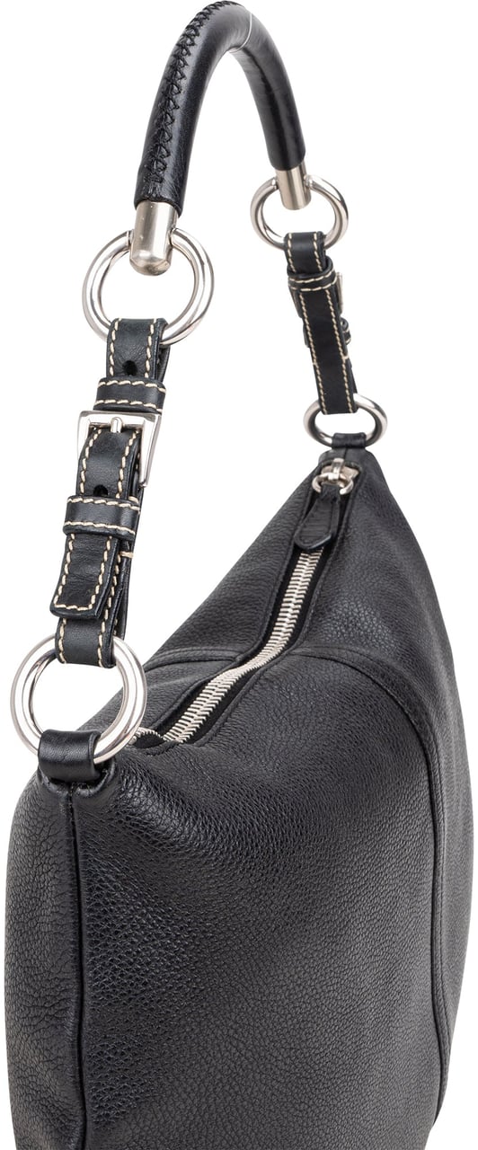 Prada Black Leather Triangle Handbag Zwart