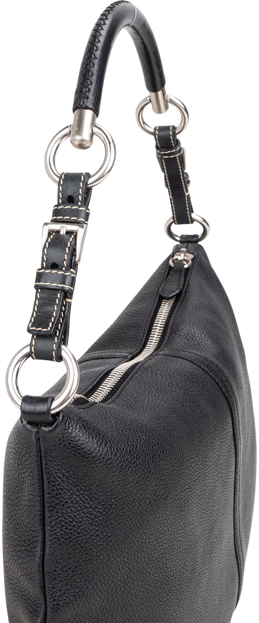 Prada Prada Black Leather Triangle Handbag Zwart