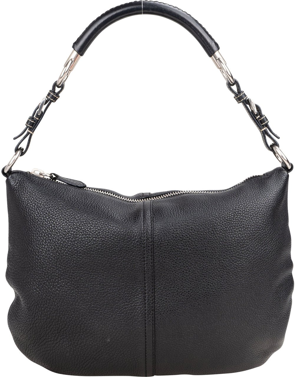 Prada Prada Black Leather Triangle Handbag Zwart
