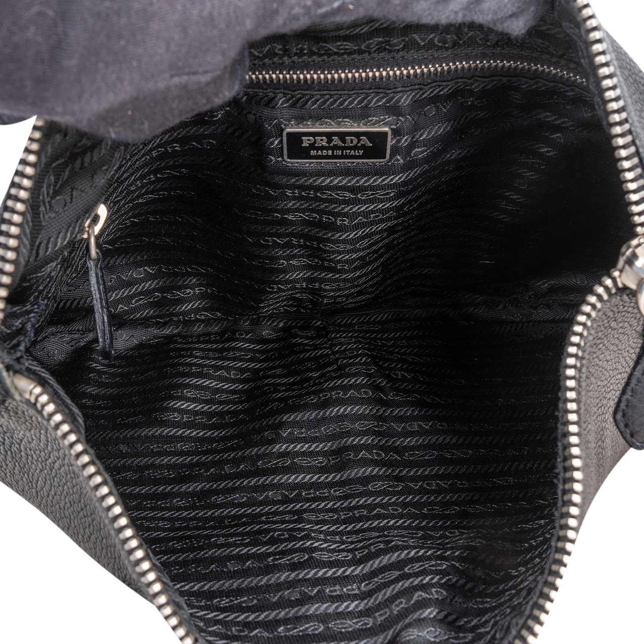 Prada Black Leather Triangle Handbag Zwart
