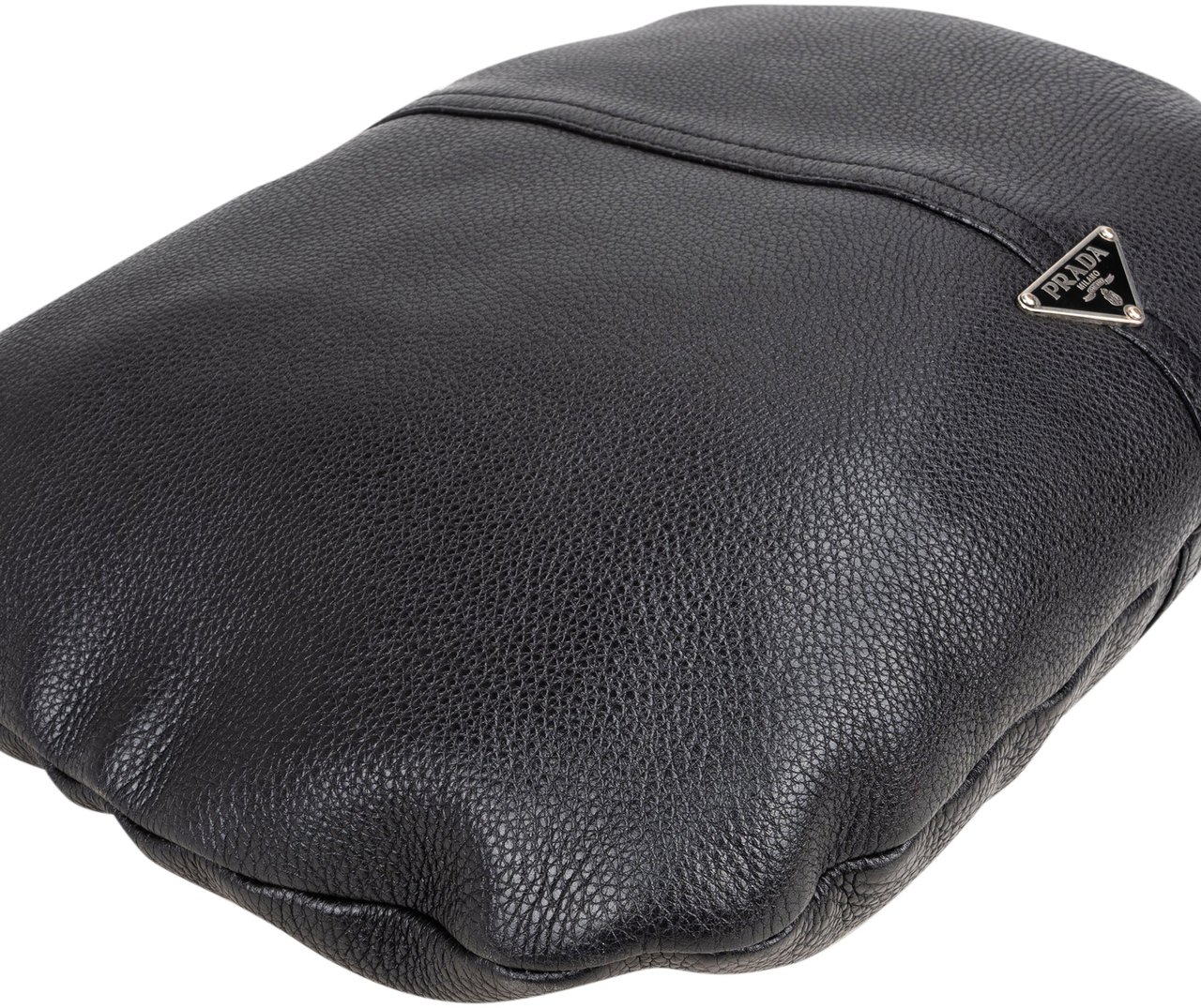 Prada Prada Black Leather Triangle Handbag Zwart