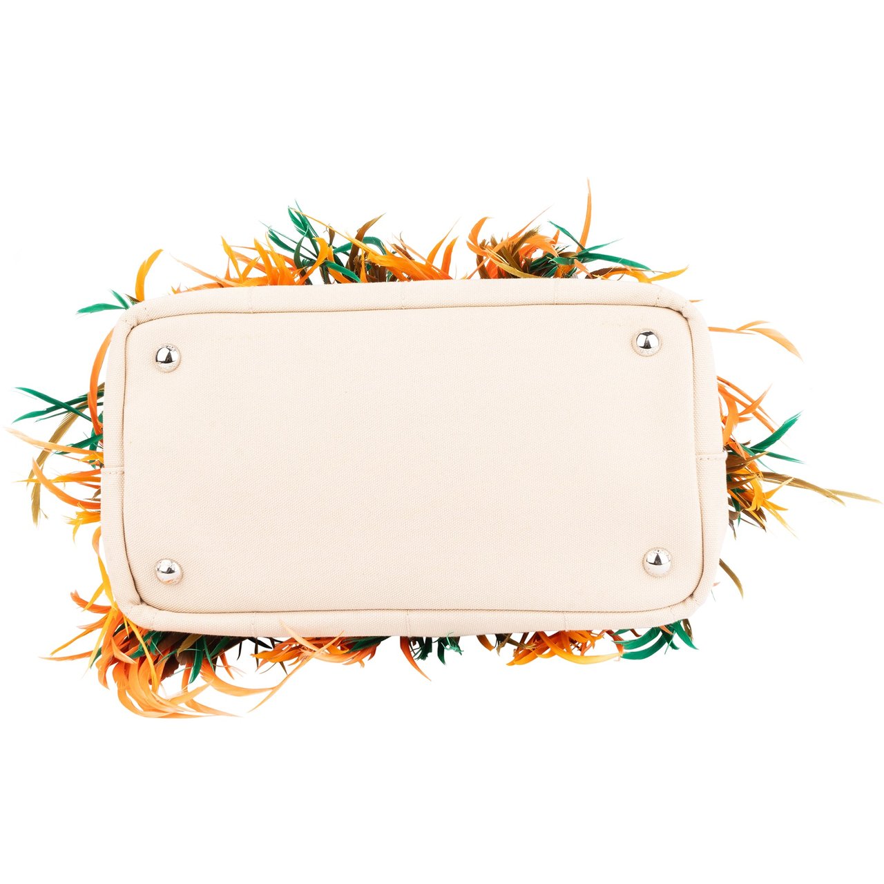 Prada Prada Multicolor Feathers Canapa Handbag Divers