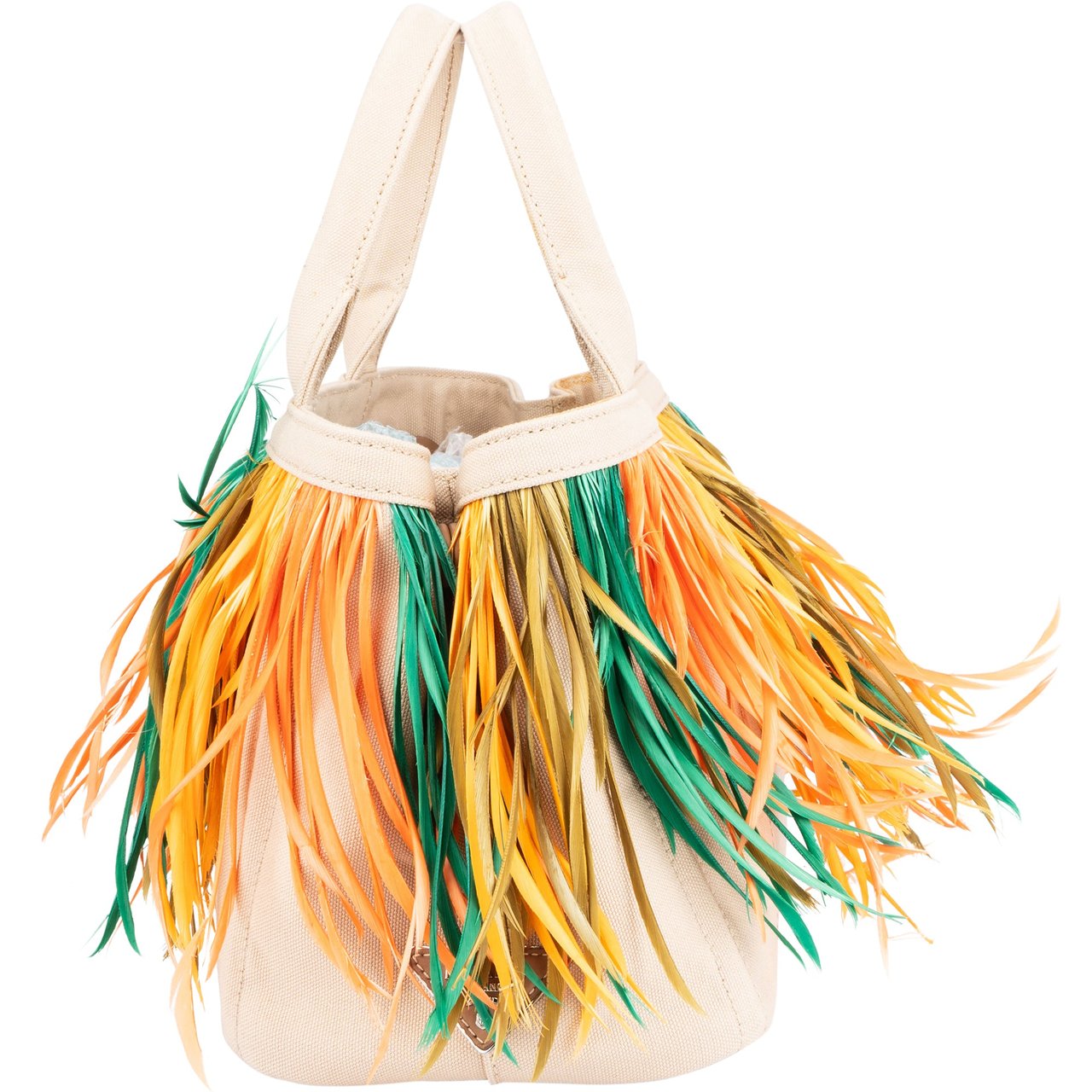 Prada Prada Multicolor Feathers Canapa Handbag Divers