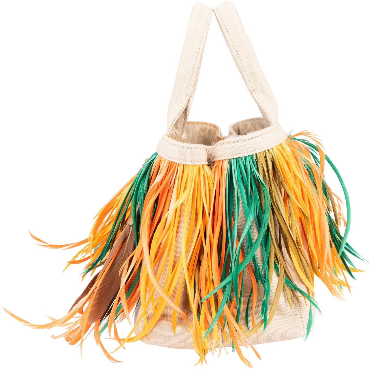 Prada Prada Multicolor Feathers Canapa Handbag Divers