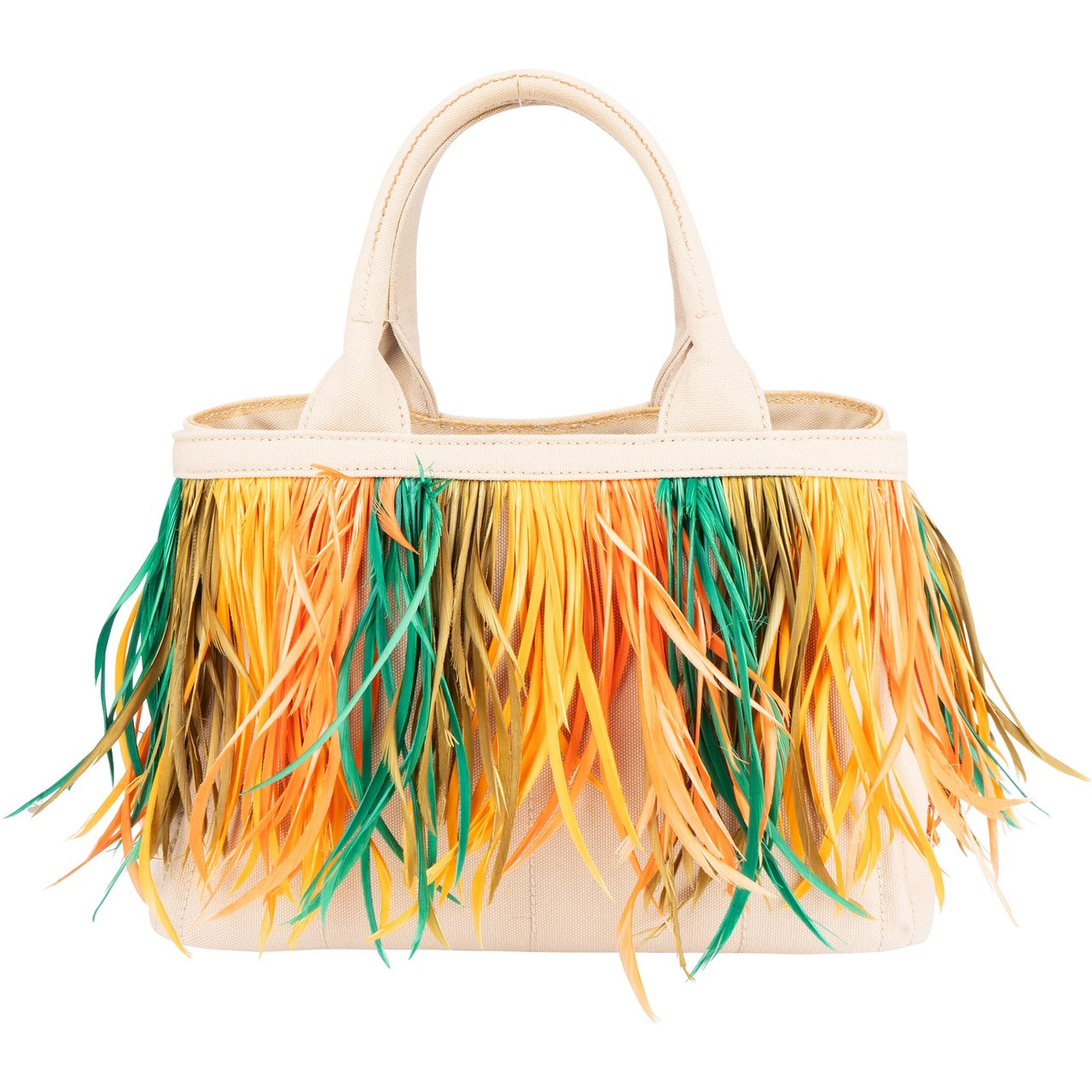 Prada Prada Multicolor Feathers Canapa Handbag Divers