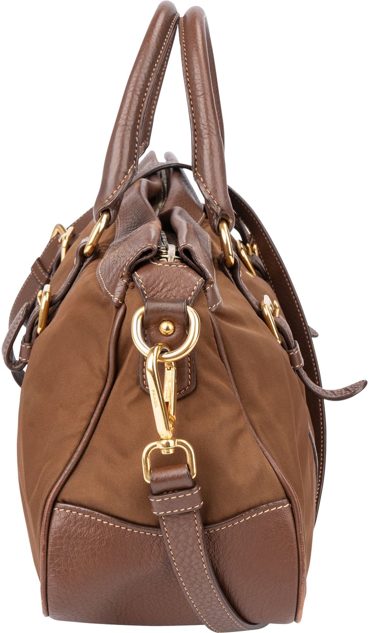 Prada Prada Brown Nylon City Handbag Bruin