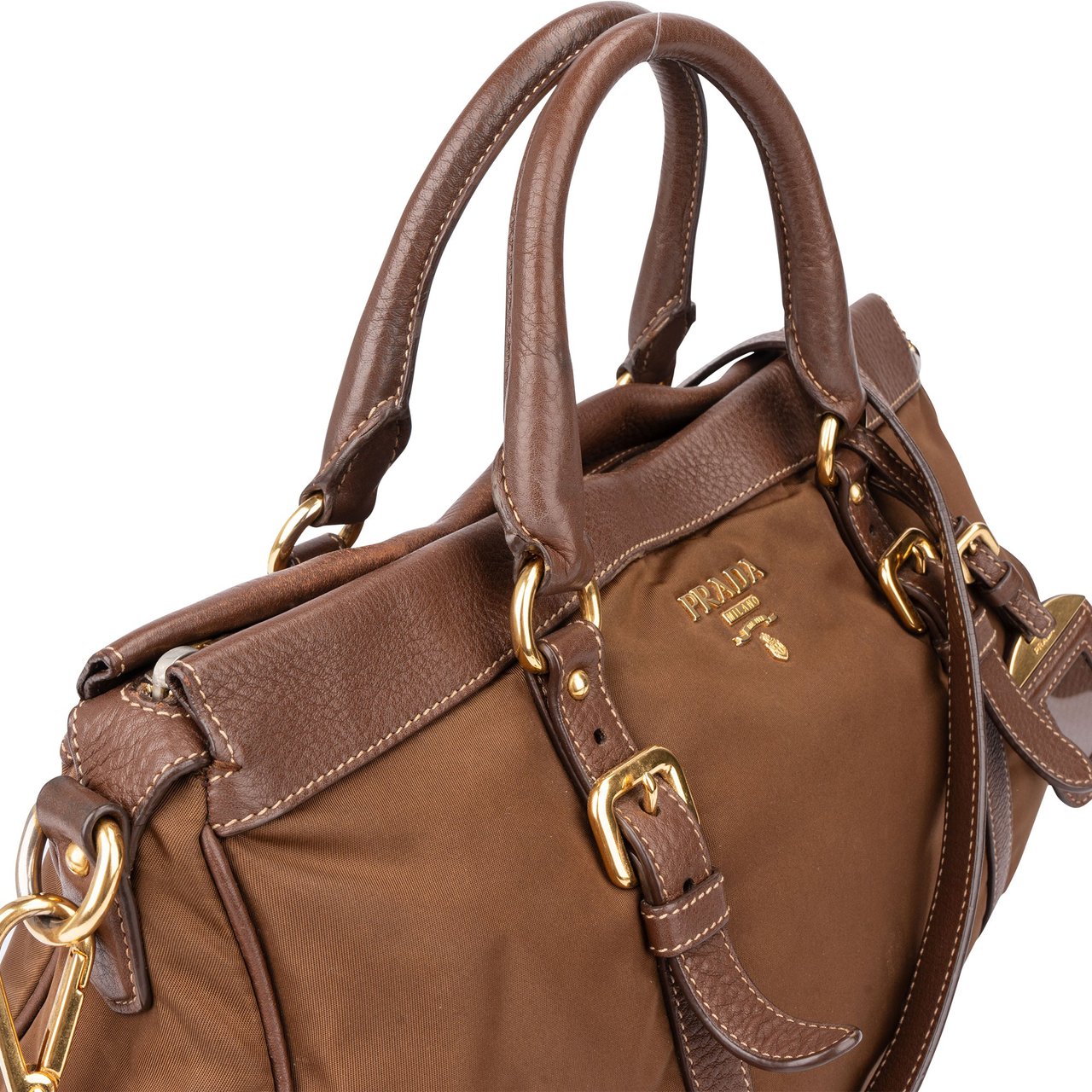 Prada Prada Brown Nylon City Handbag Bruin