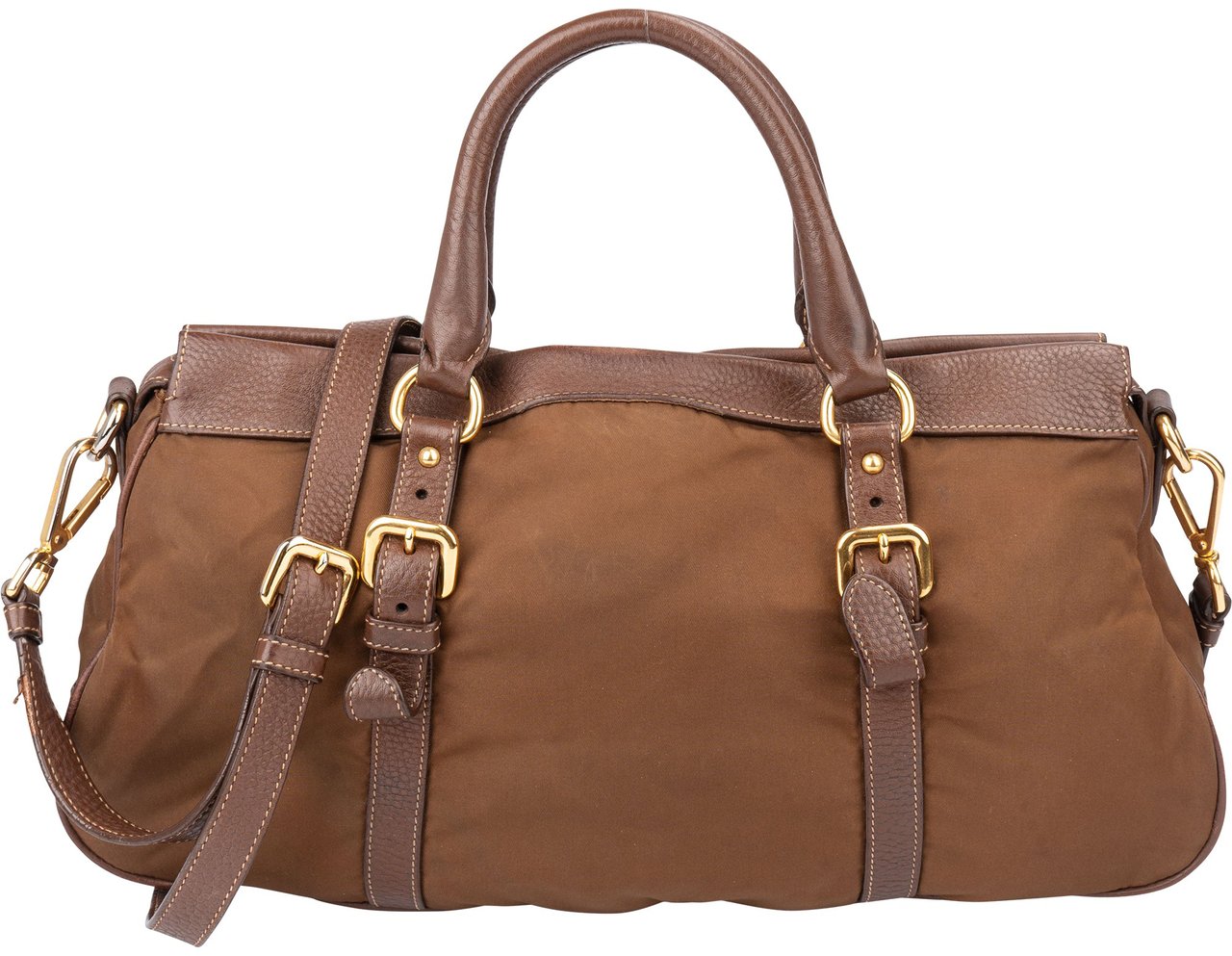 Prada Prada Brown Nylon City Handbag Bruin