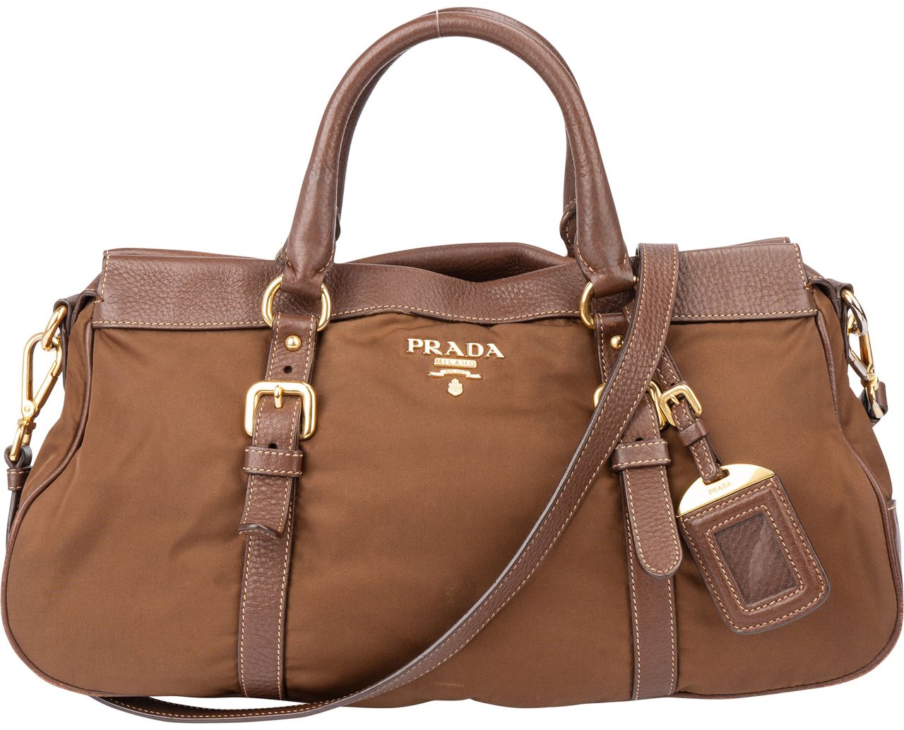 Prada Prada Brown Nylon City Handbag Bruin
