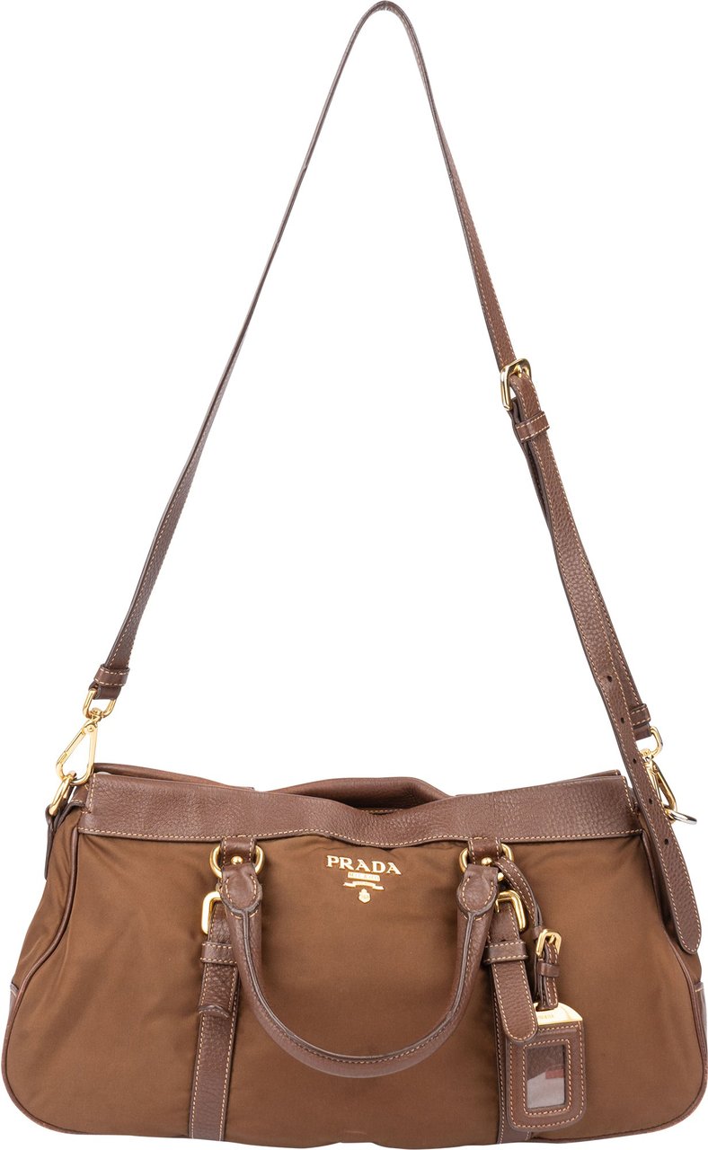 Prada Prada Brown Nylon City Handbag Bruin