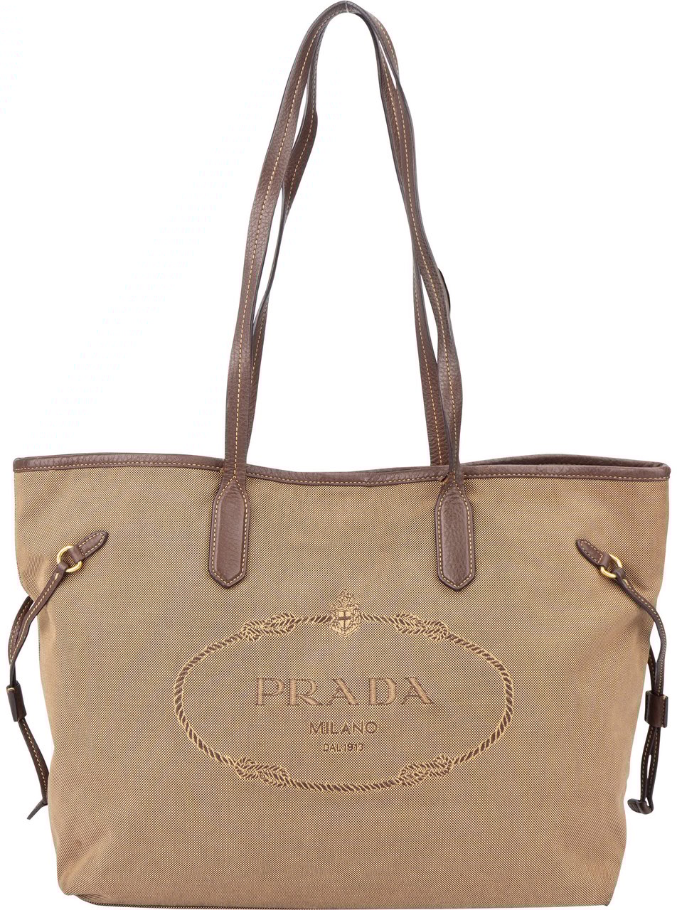 Prada Prada Brown Jacquard City Shoulder Bag Bruin