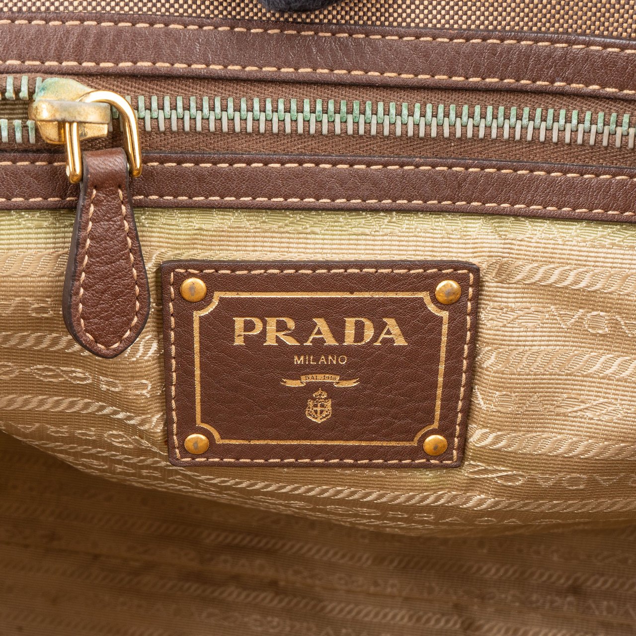 Prada Brown Jacquard City Shoulder Bag Bruin