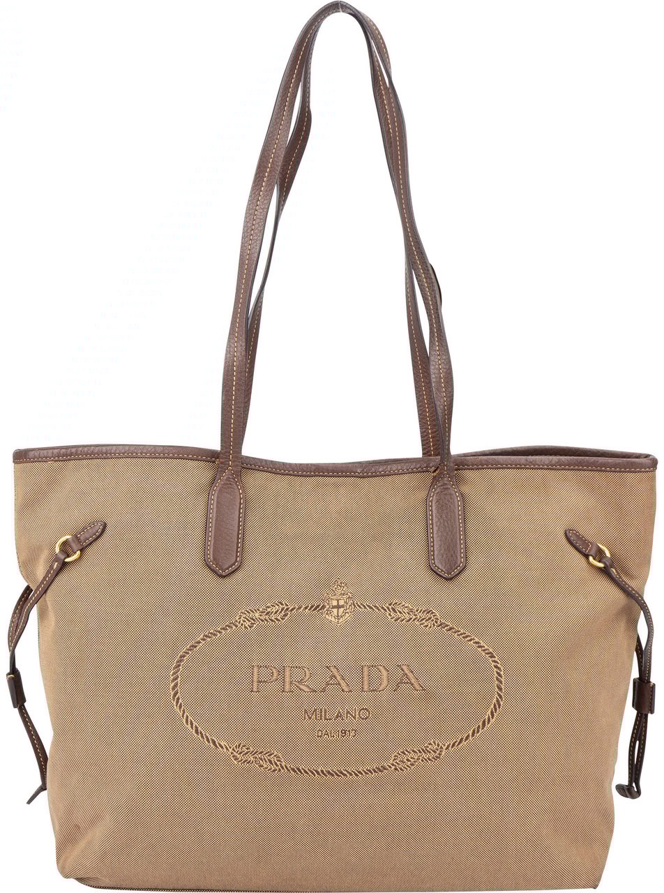 Prada Prada Brown Jacquard City Shoulder Bag Bruin