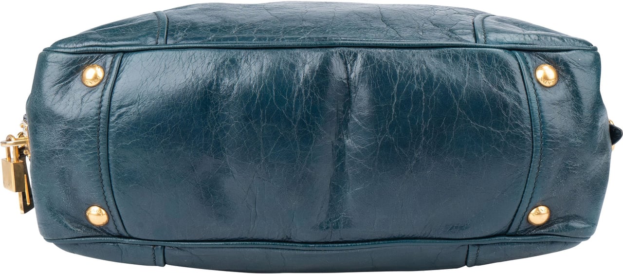 Prada Prada Blue Leather City Handbag Blauw