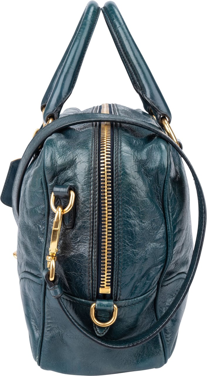 Prada Prada Blue Leather City Handbag Blauw