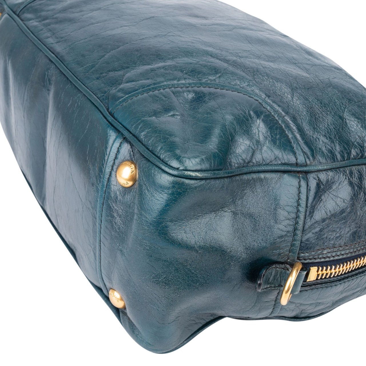 Prada Prada Blue Leather City Handbag Blauw