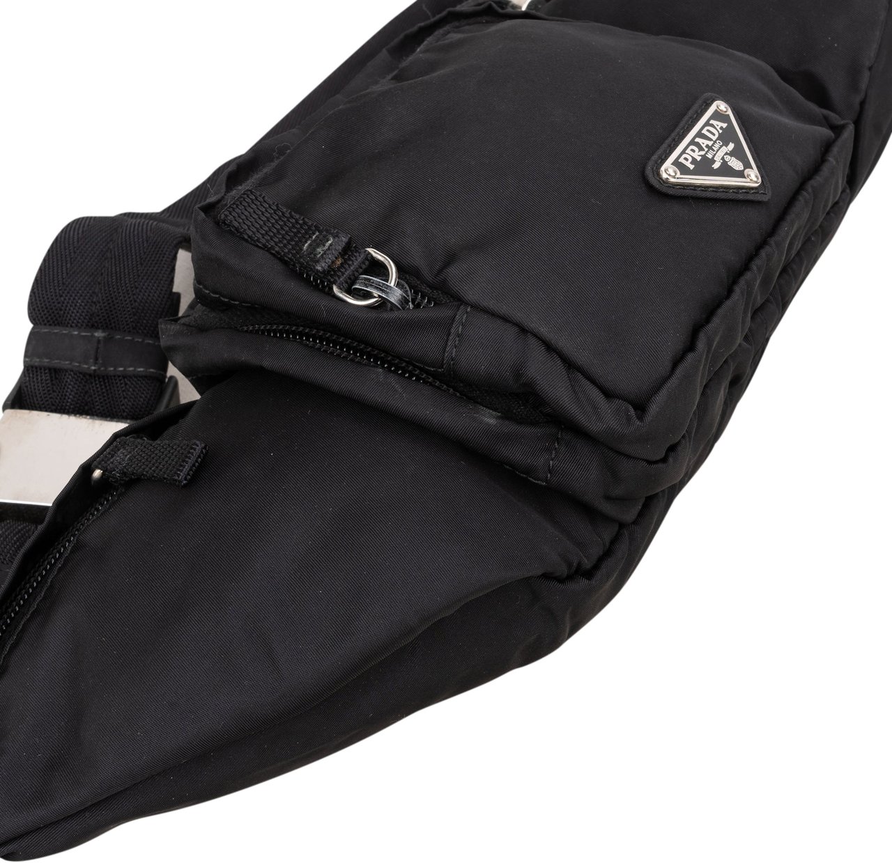 Prada Prada Black Nylon Triangle Crossbody Bumbag Zwart