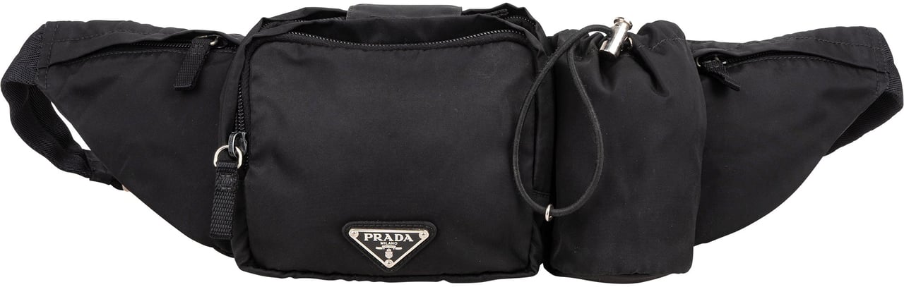 Prada Prada Black Nylon Triangle Crossbody Bumbag Zwart