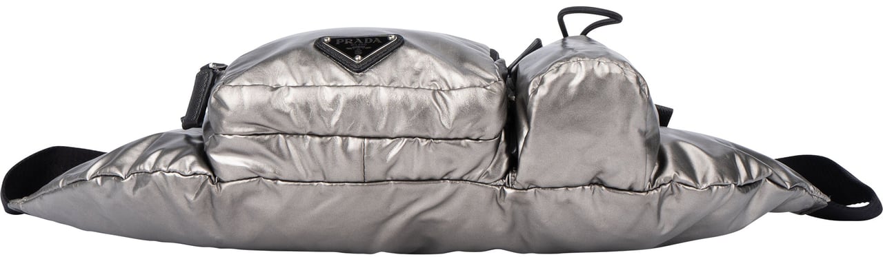Prada Silver Line Triangle Crossbody Bumbag Zilver