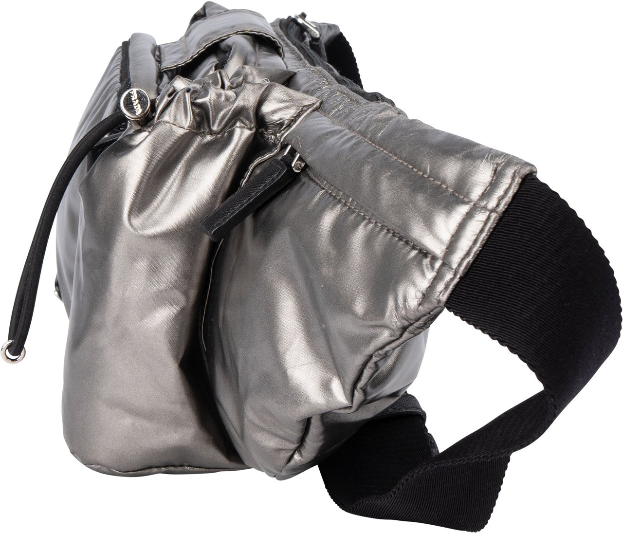 Prada Silver Line Triangle Crossbody Bumbag Zilver