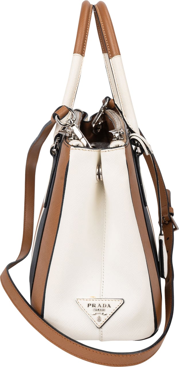 Prada Prada Multiple Colors Saffiano Leather Galleria Handbag Bruin