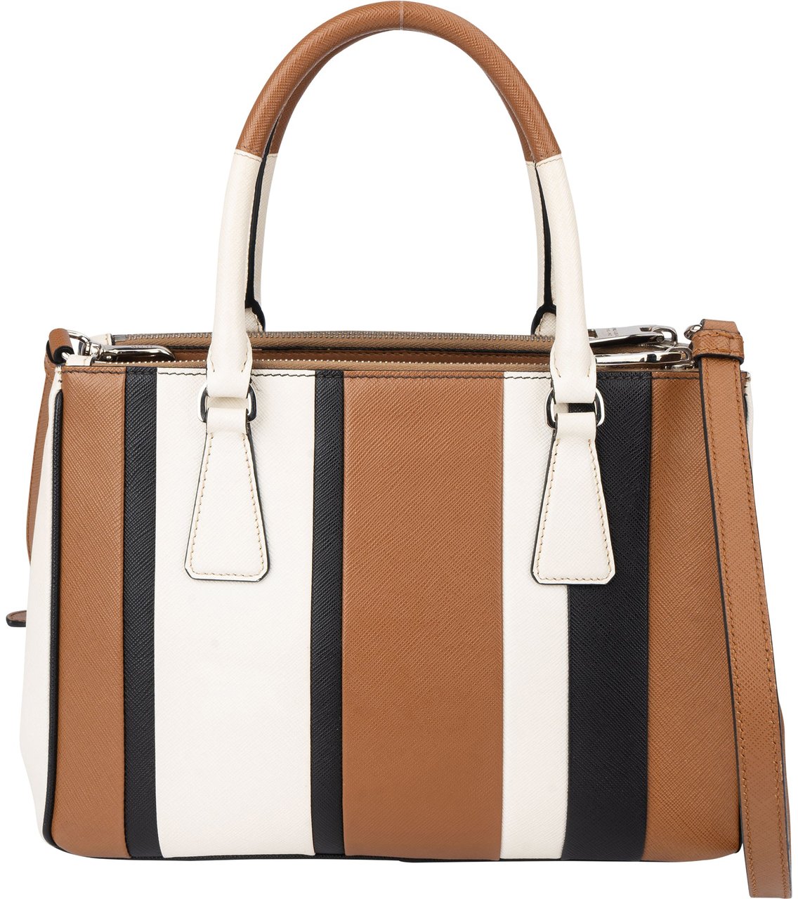 Prada Prada Multiple Colors Saffiano Leather Galleria Handbag Bruin