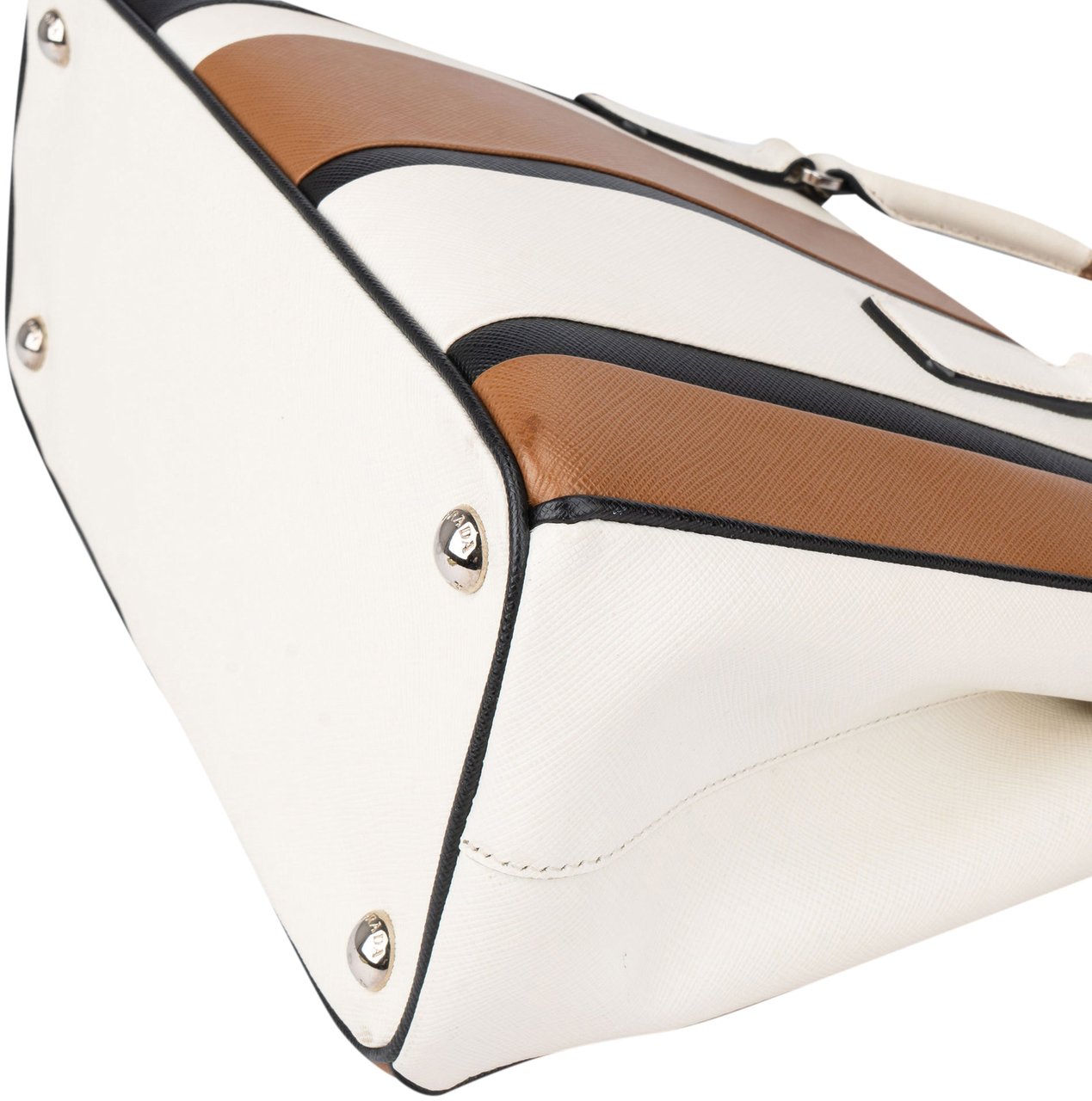 Prada Prada Multiple Colors Saffiano Leather Galleria Handbag Bruin