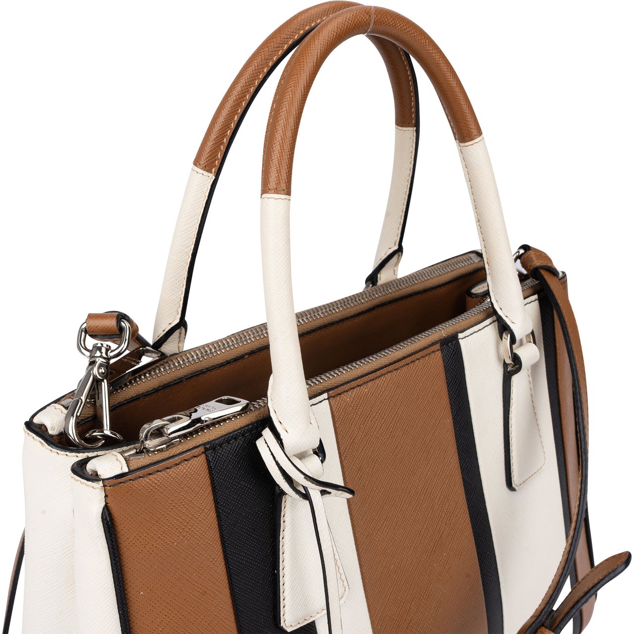 Prada Prada Multiple Colors Saffiano Leather Galleria Handbag Bruin