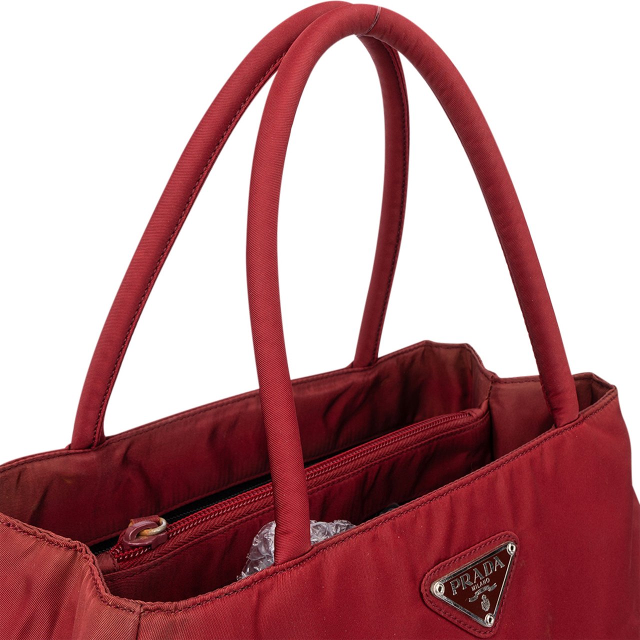 Prada Prada Rouge Nylon Triangle Handbag Rood