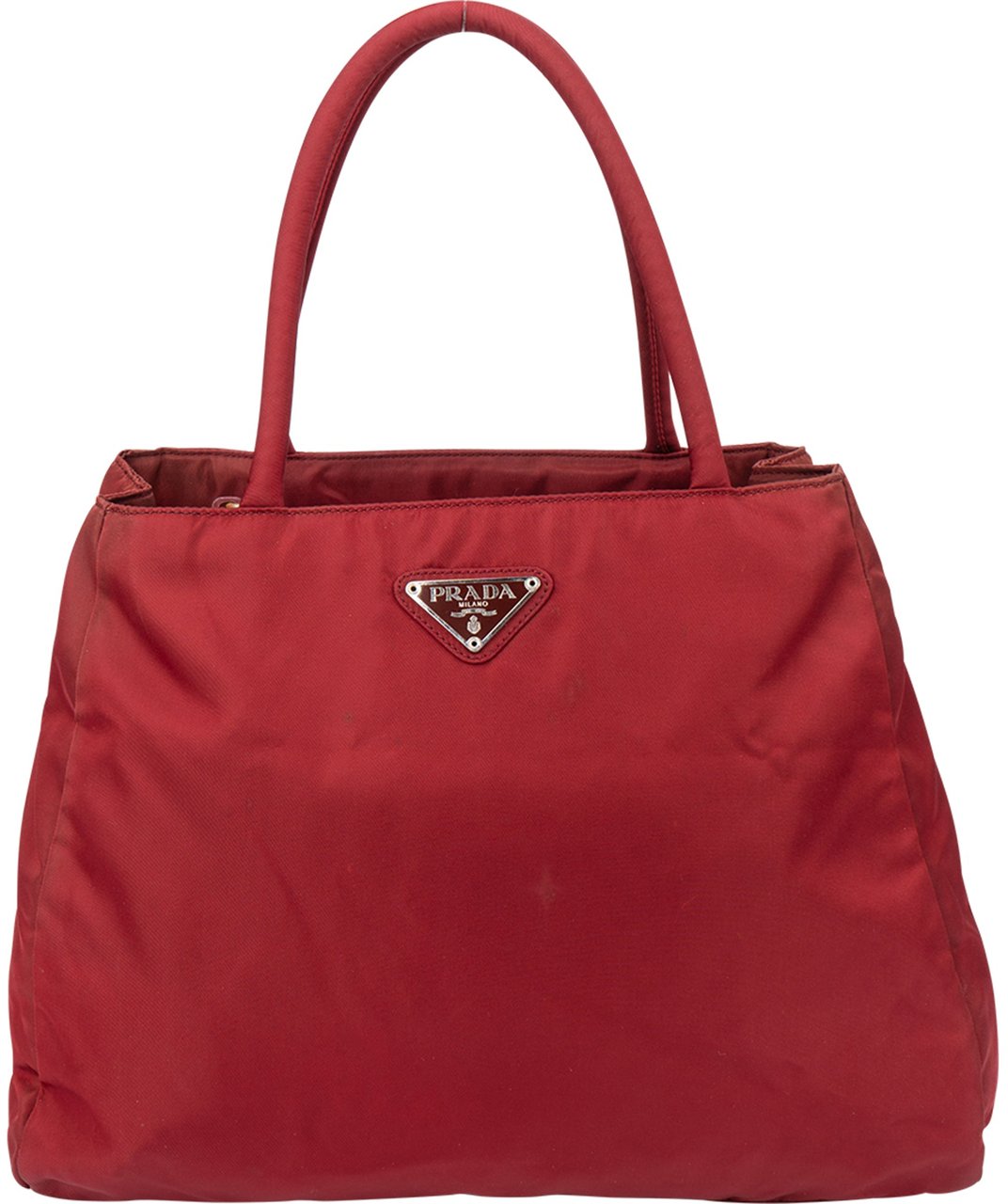 Prada Prada Rouge Nylon Triangle Handbag Rood