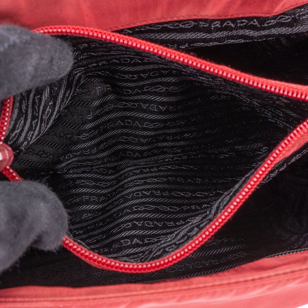 Prada Prada Rouge Nylon Triangle Handbag Rood