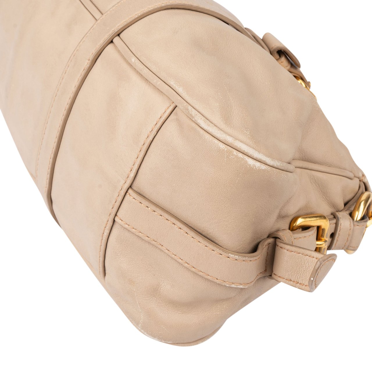 Prada Prada Classic Leather Eclipse Handbag Beige