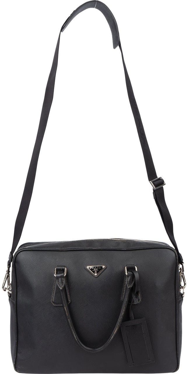 Prada Prada Saffiano Leather Business Handbag Zwart