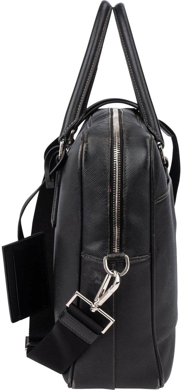 Prada Saffiano Leather Business Handbag Zwart