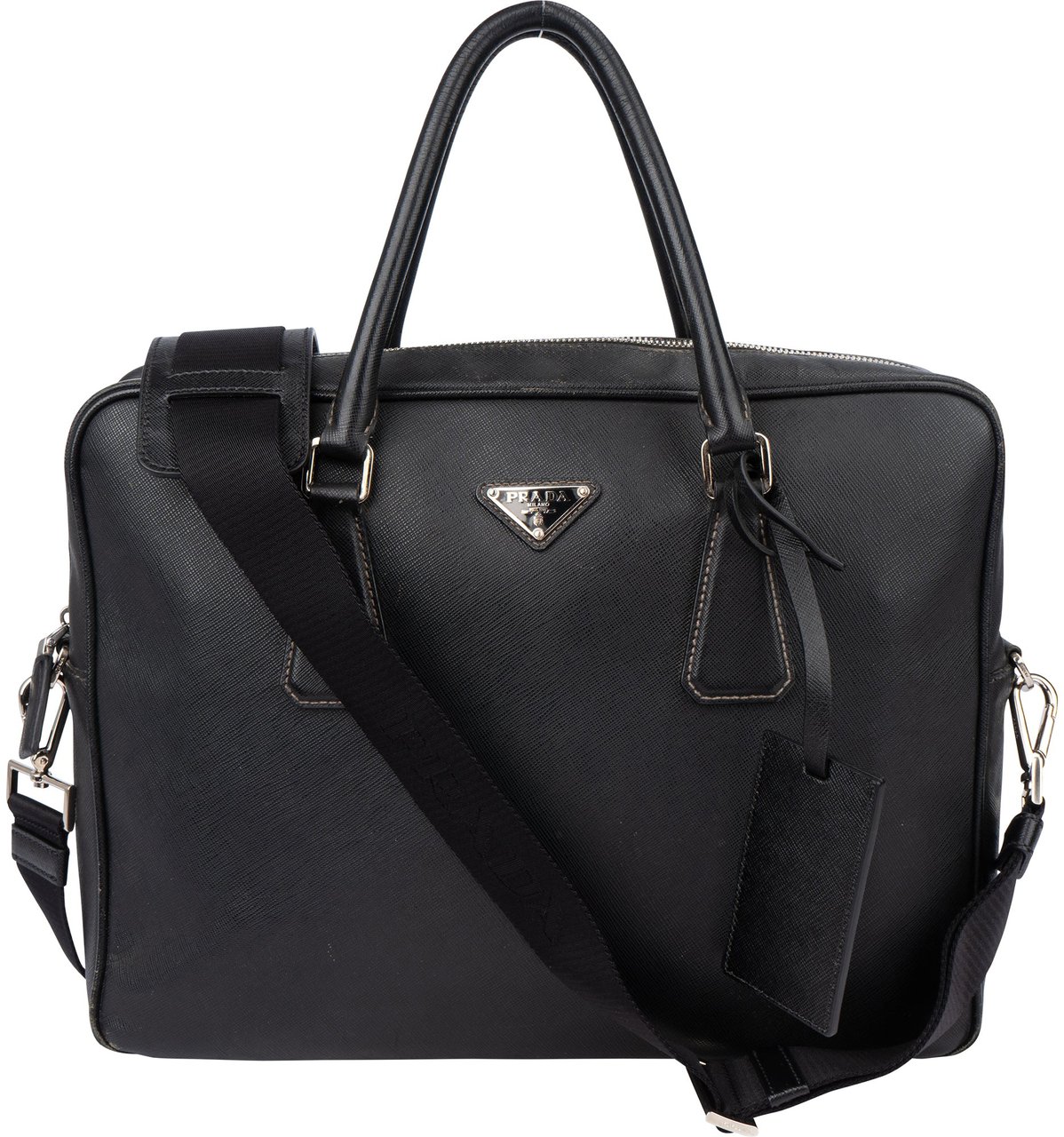 Prada Prada Saffiano Leather Business Handbag Zwart