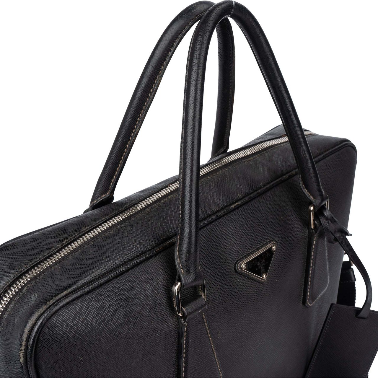 Prada Saffiano Leather Business Handbag Zwart