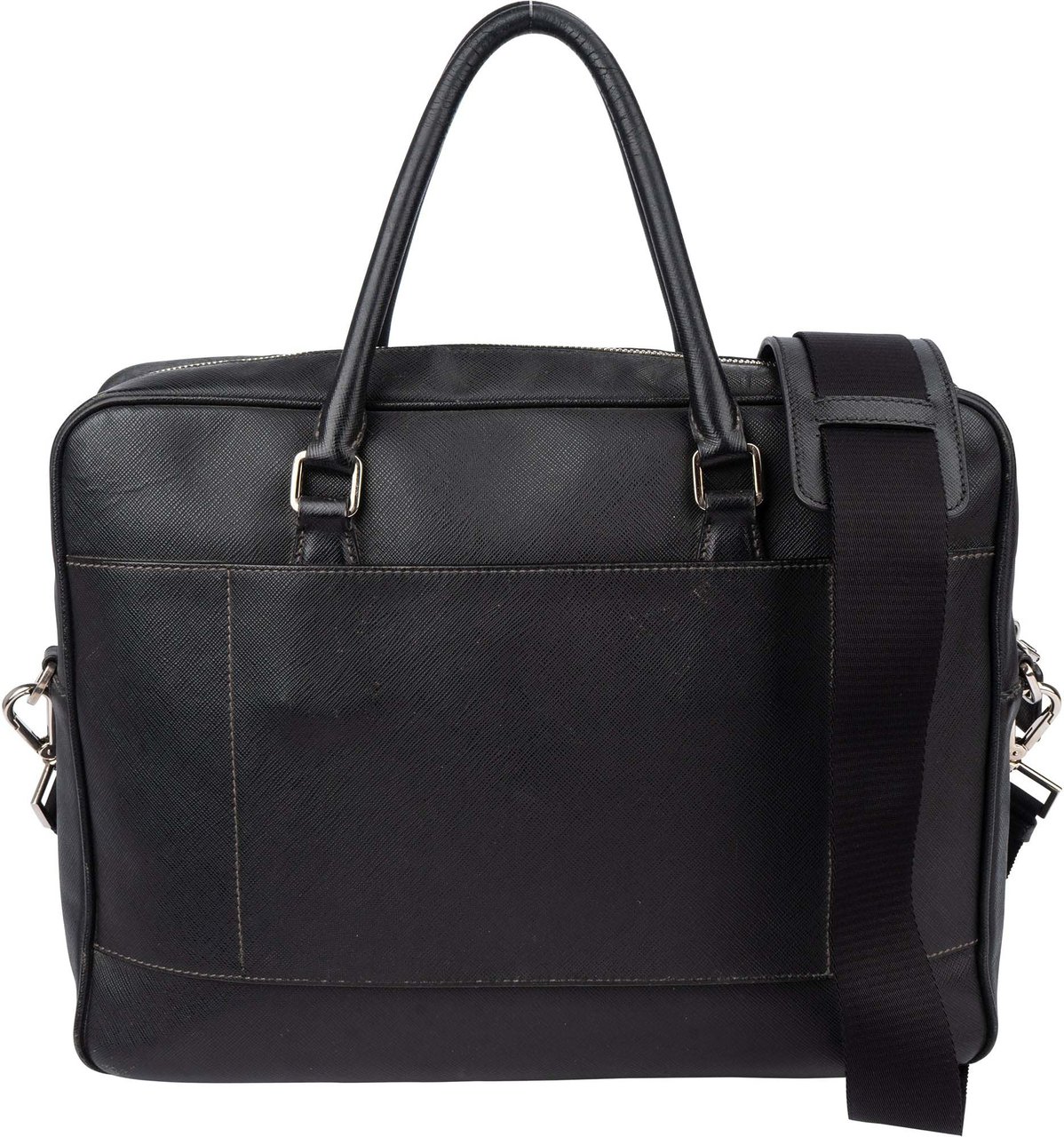 Prada Saffiano Leather Business Handbag Zwart