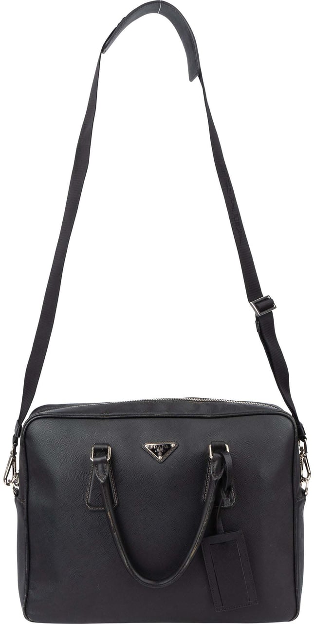 Prada Saffiano Leather Business Handbag Zwart