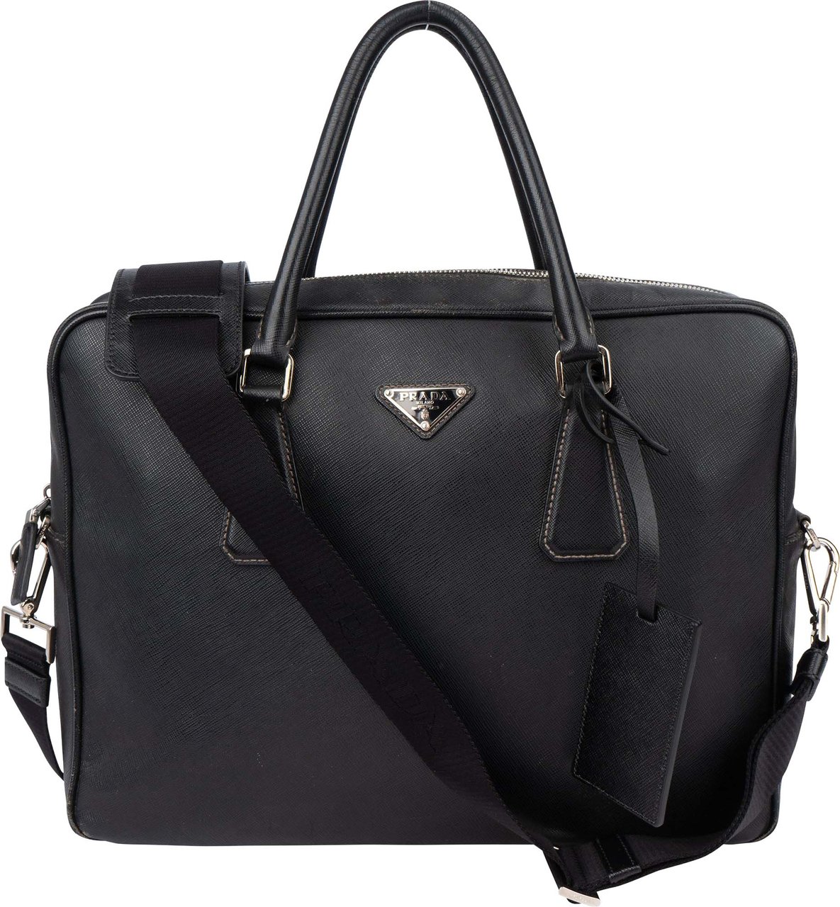 Prada Saffiano Leather Business Handbag Zwart