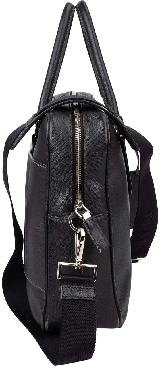 Prada Saffiano Leather Business Handbag Zwart