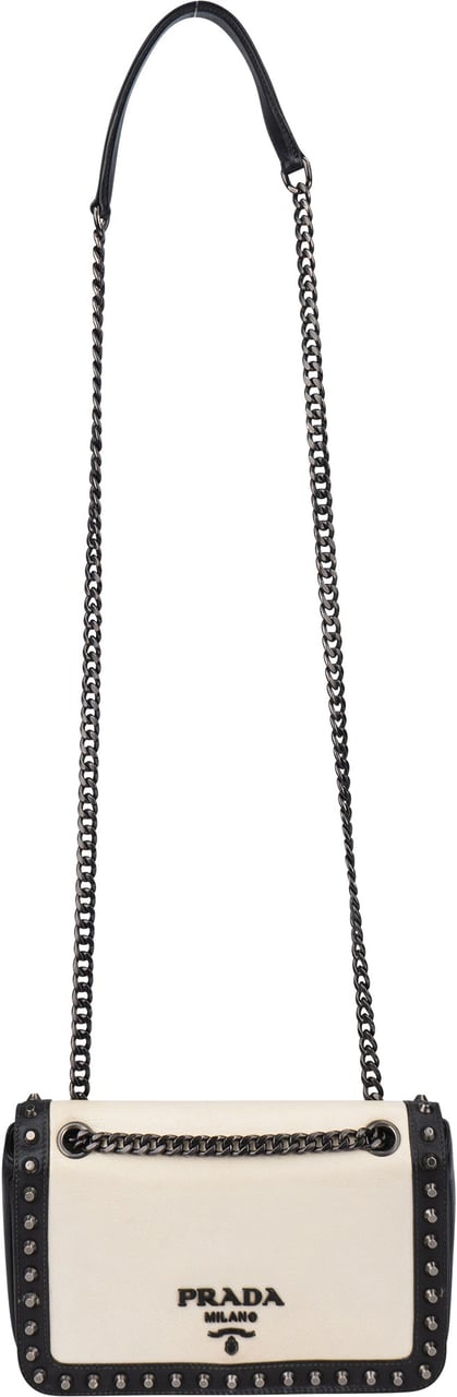 Prada Prada Bicolor Leather Glace Crossbody Bag Zwart